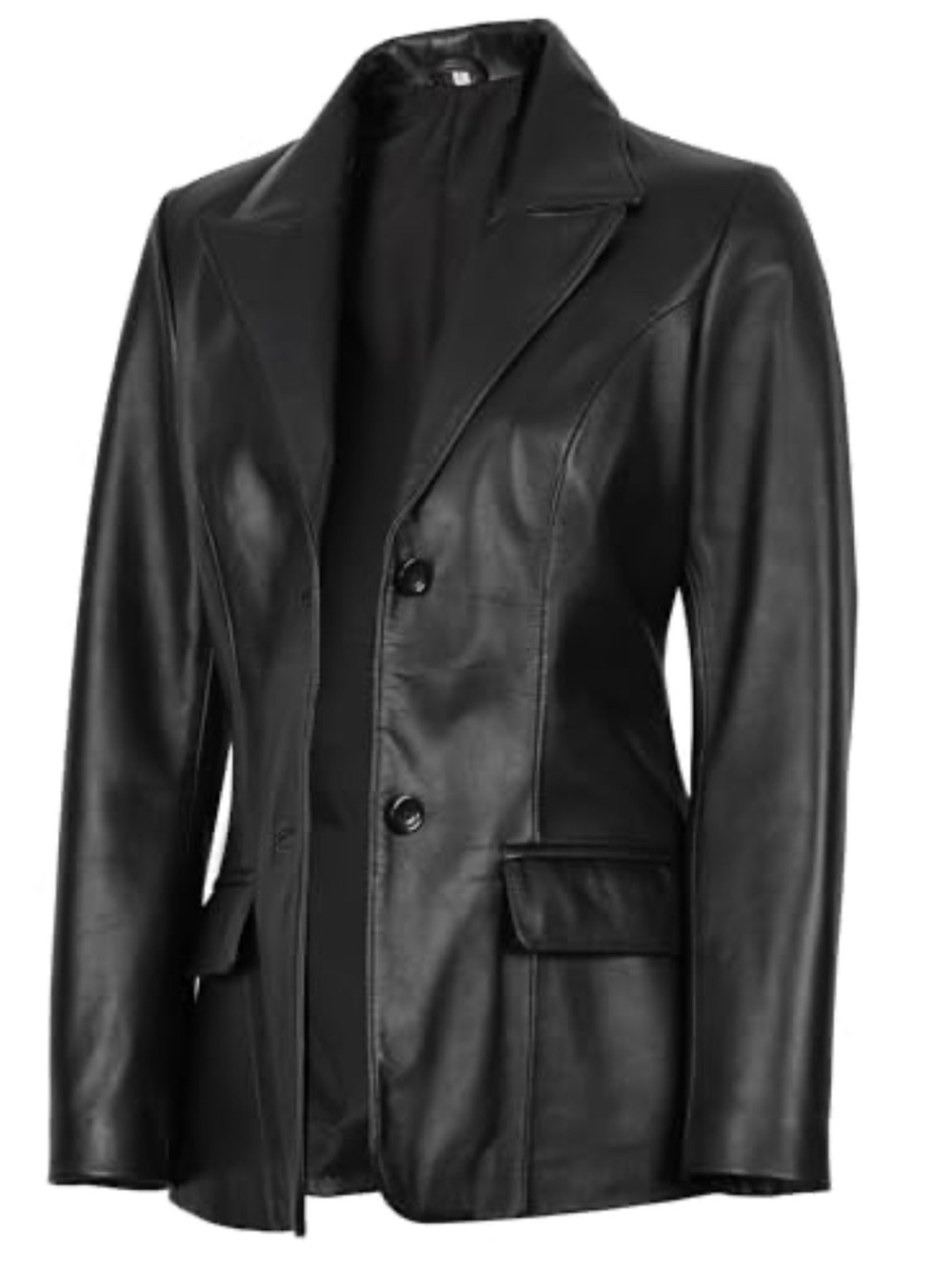 Women's Black Pleather Tailored Blazer